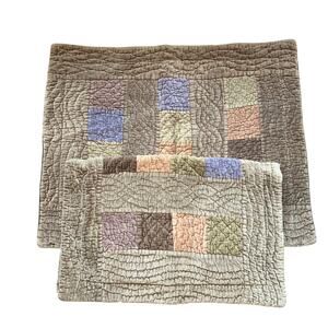 2 Pottery Barn Cotton Velvet Quilt Stitch Standard Sham